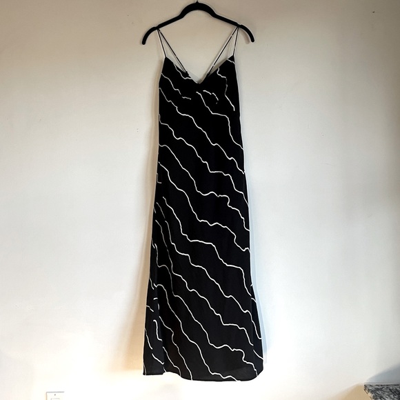 NEW Madewell The Layton Midi Slip Dress Size 2 Black & White Stripe $128 Retail - Picture 2 of 12